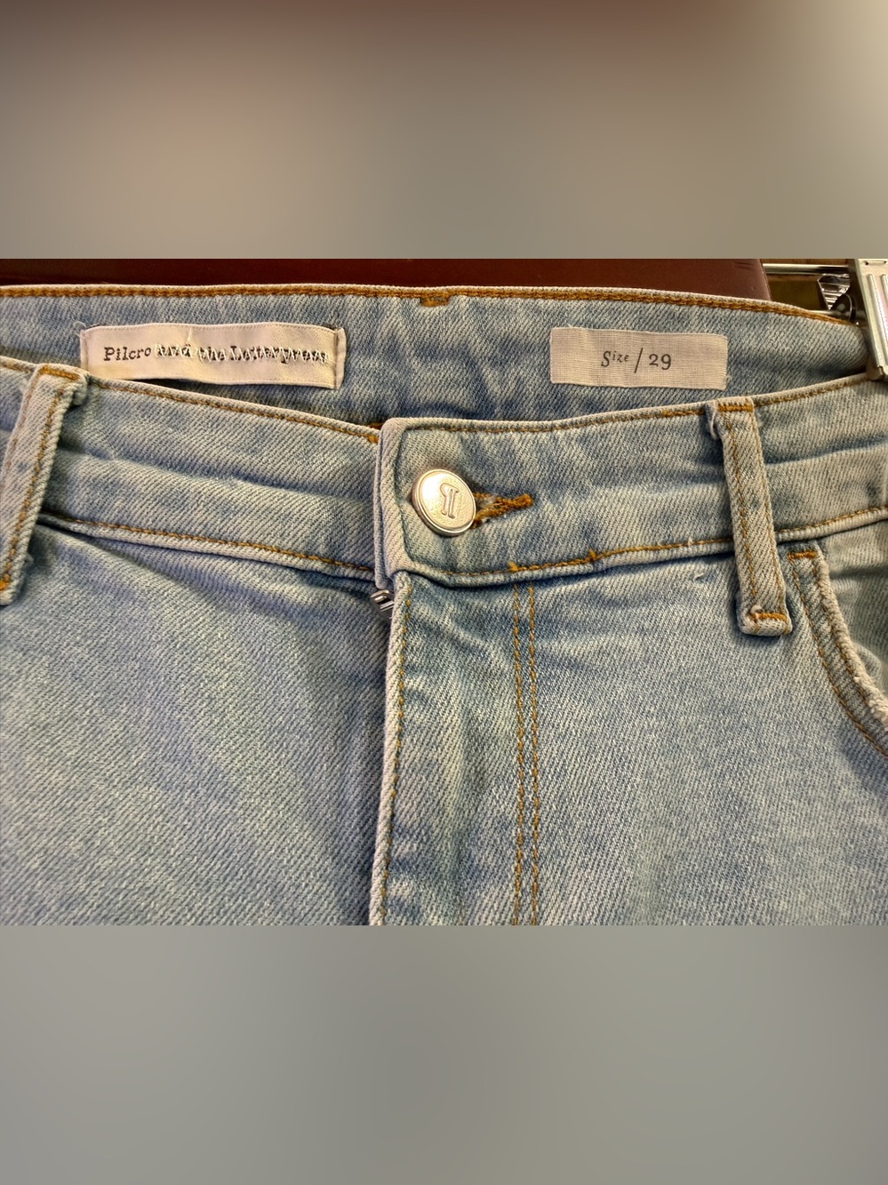 Pilcro and the Letterpress Light Blue Straight Leg Jeans with Floral Embroidery - Picture 2 of 6